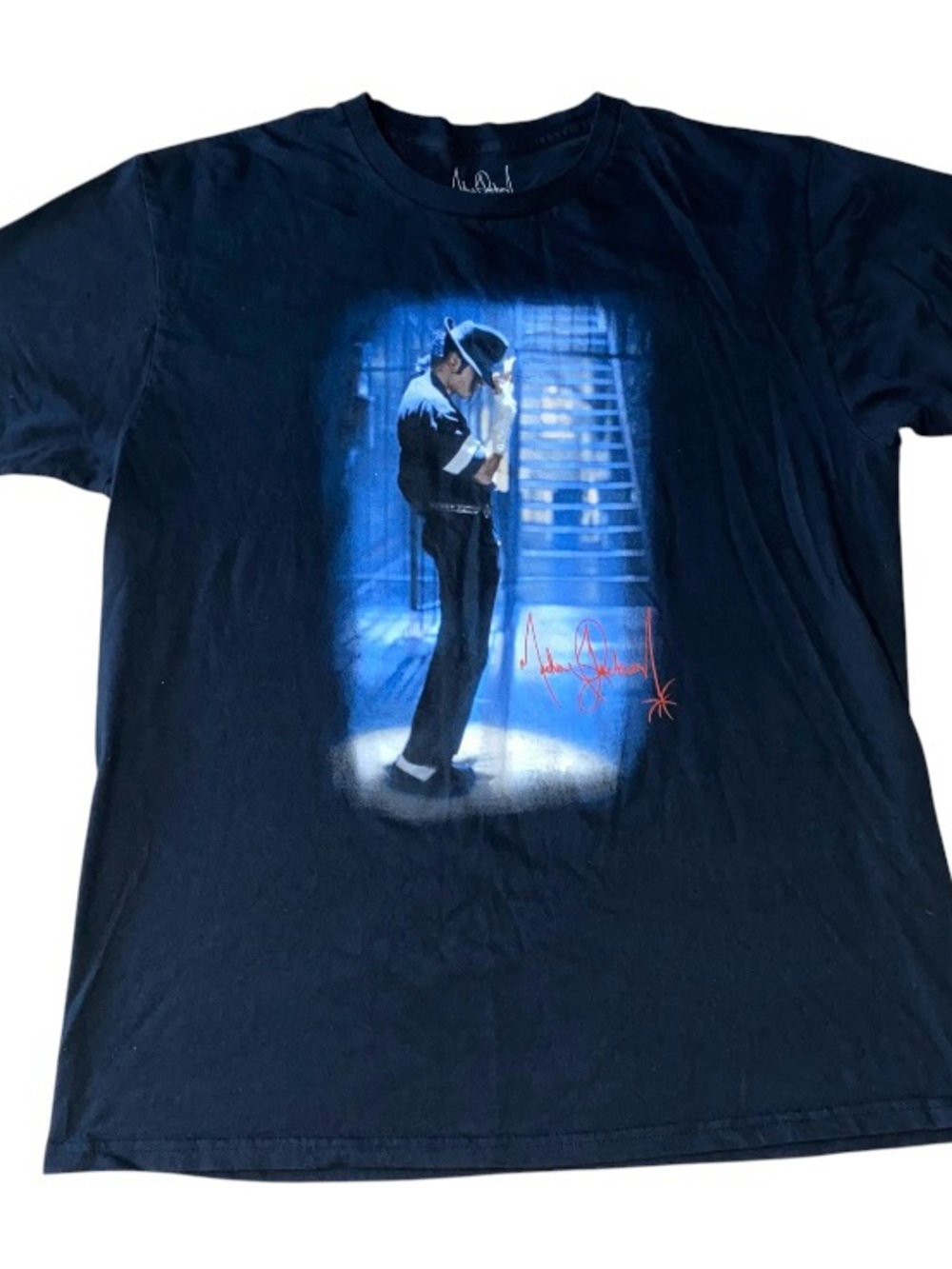 Michael Jackson Sparkle Glove Photo Black T-Shirt Memorialized Large (V-2)